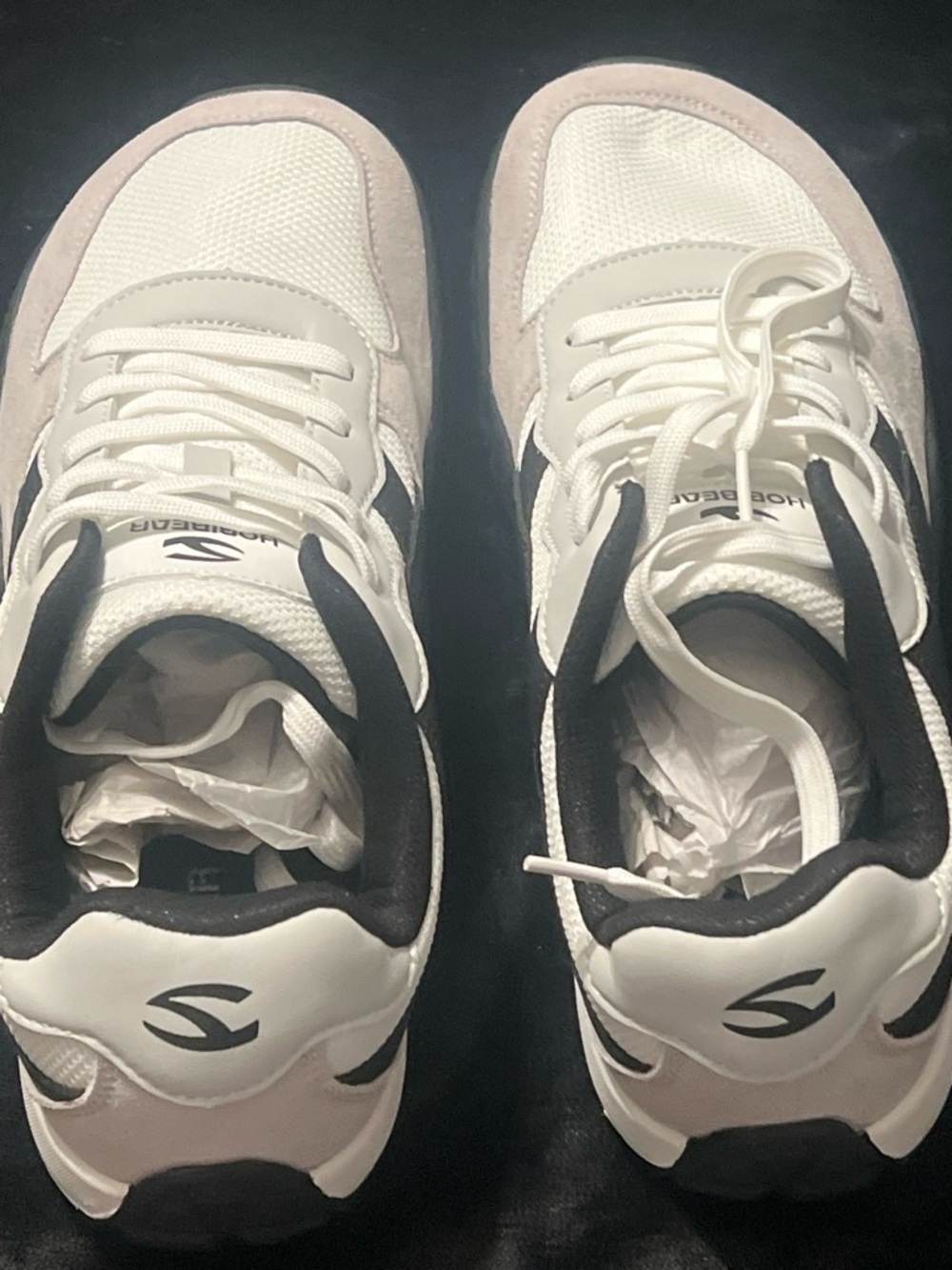 Men’s Wide Toe White and Black Comfort Sneakers by Hobibear